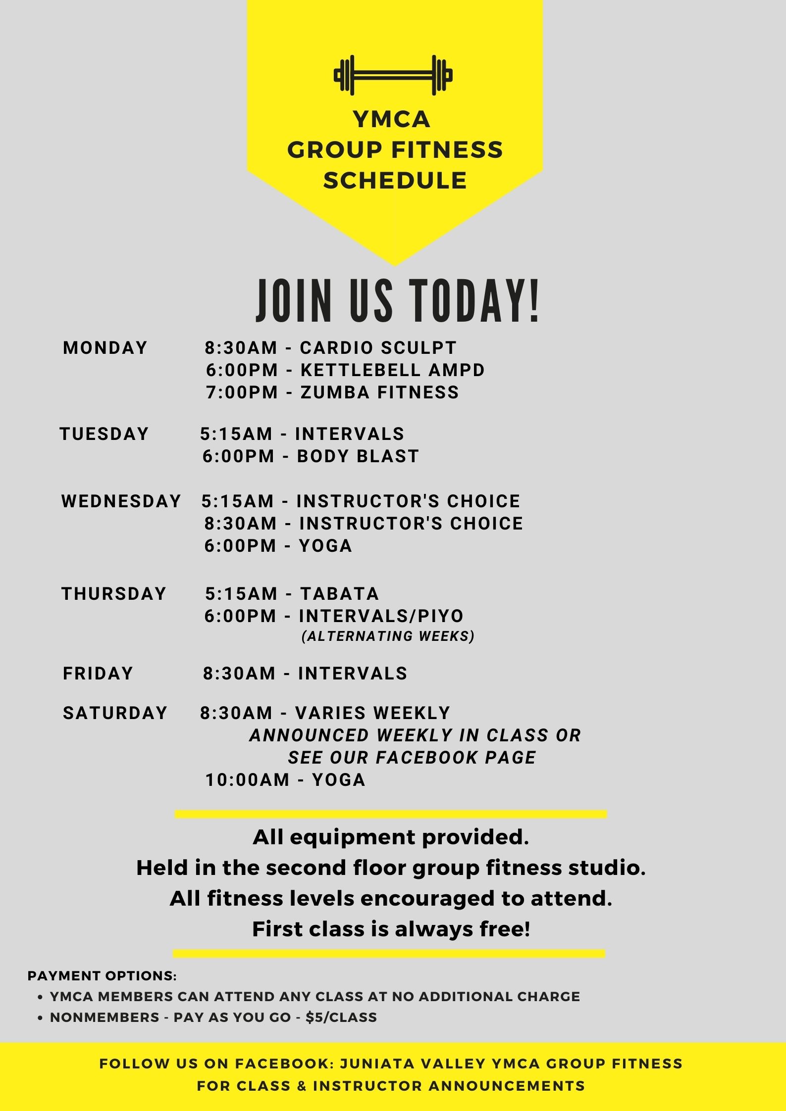 Group Fitness Schedule 10/23